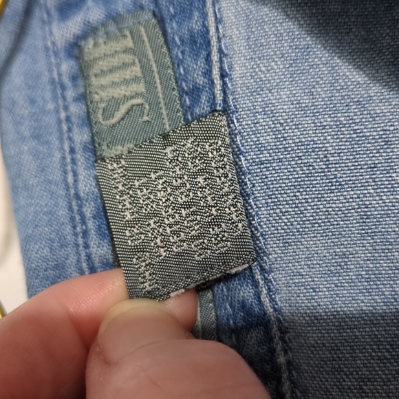 🟢 Upper West Side sz large Vintage denim long sleeve shirt w/ applique InvW028 - Picture 7 of 7